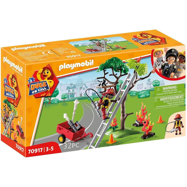 Playmobil Duck On Call Accion Rescate De Bomberos rescata Al Gato! Hover Image