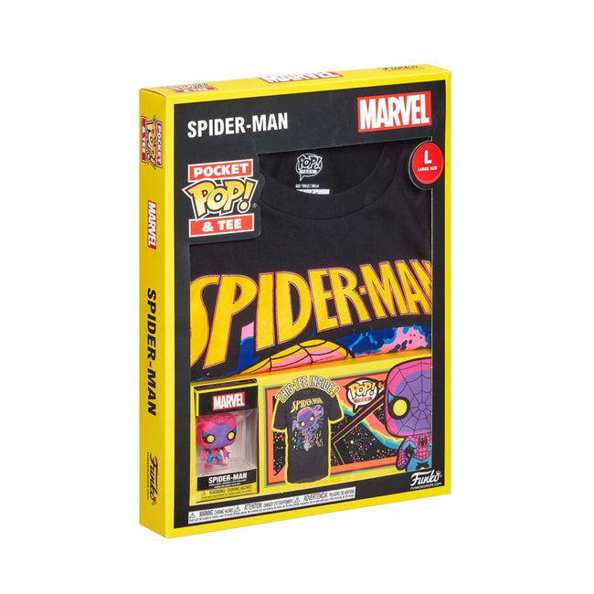 Pop & Tee Marvel Spiderman Black Light Funko + Camiseta Talla Xl Main Image