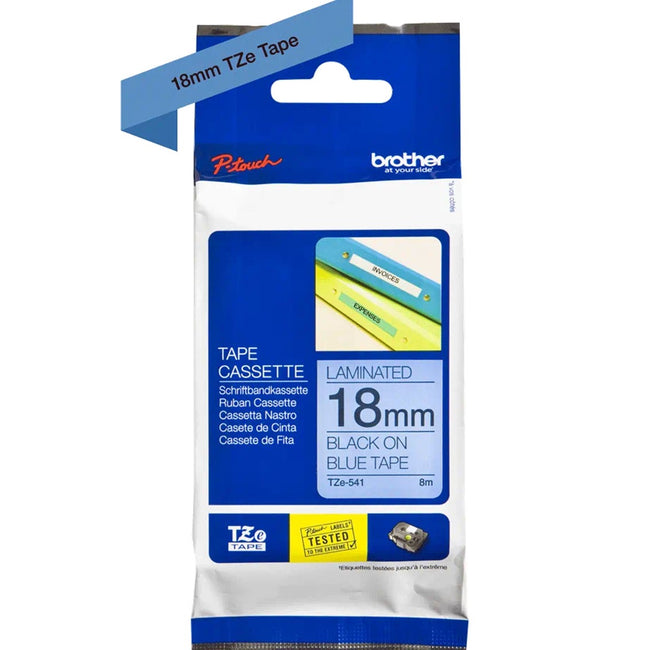 Cinta Laminada Brother Tze541 18mm X 8m Azul - Negro Hover Image