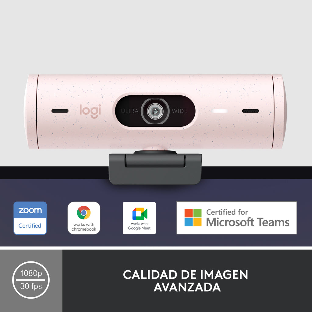 Webcam Logitech Brio 500 Rosa Full Hd - Usb Tipo C
