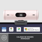 Webcam Logitech Brio 500 Rosa Full Hd - Usb Tipo C