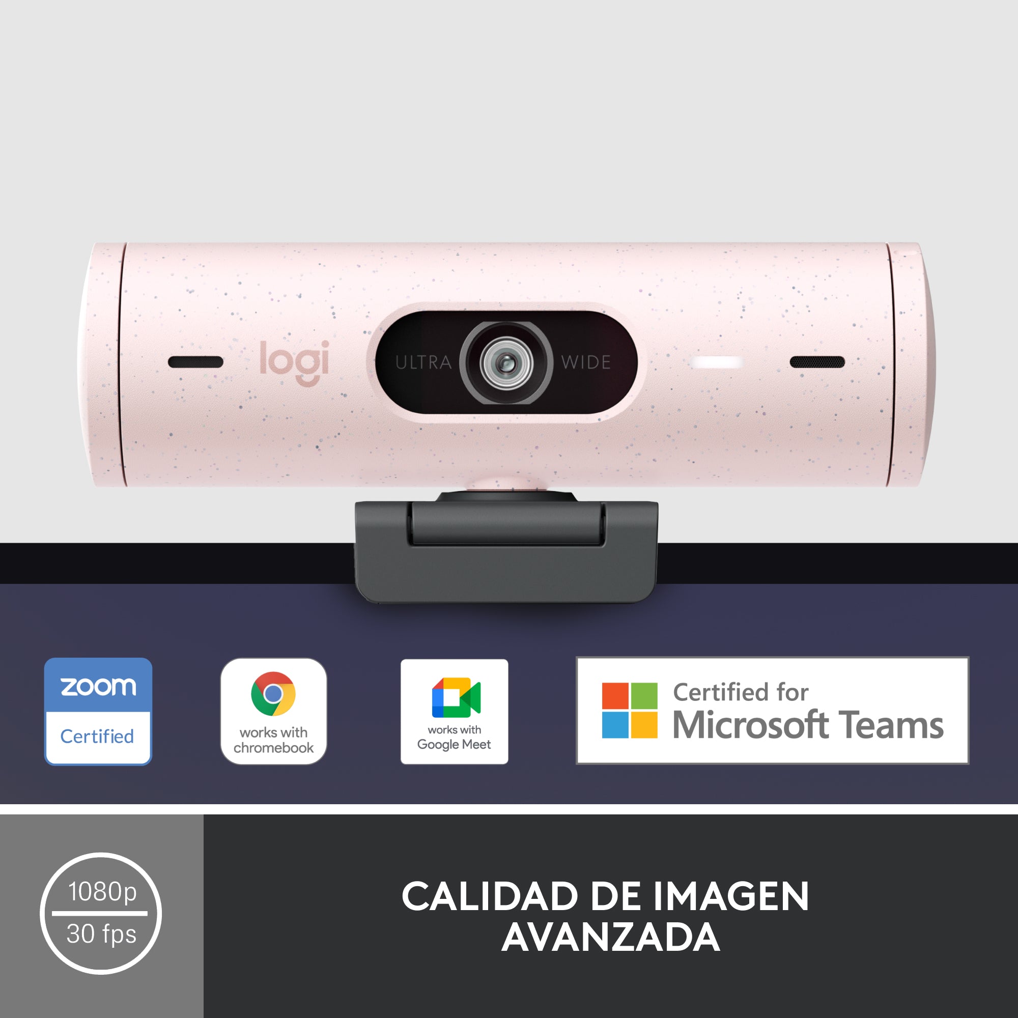 Webcam Logitech Brio 500 Rosa Full Hd - Usb Tipo C