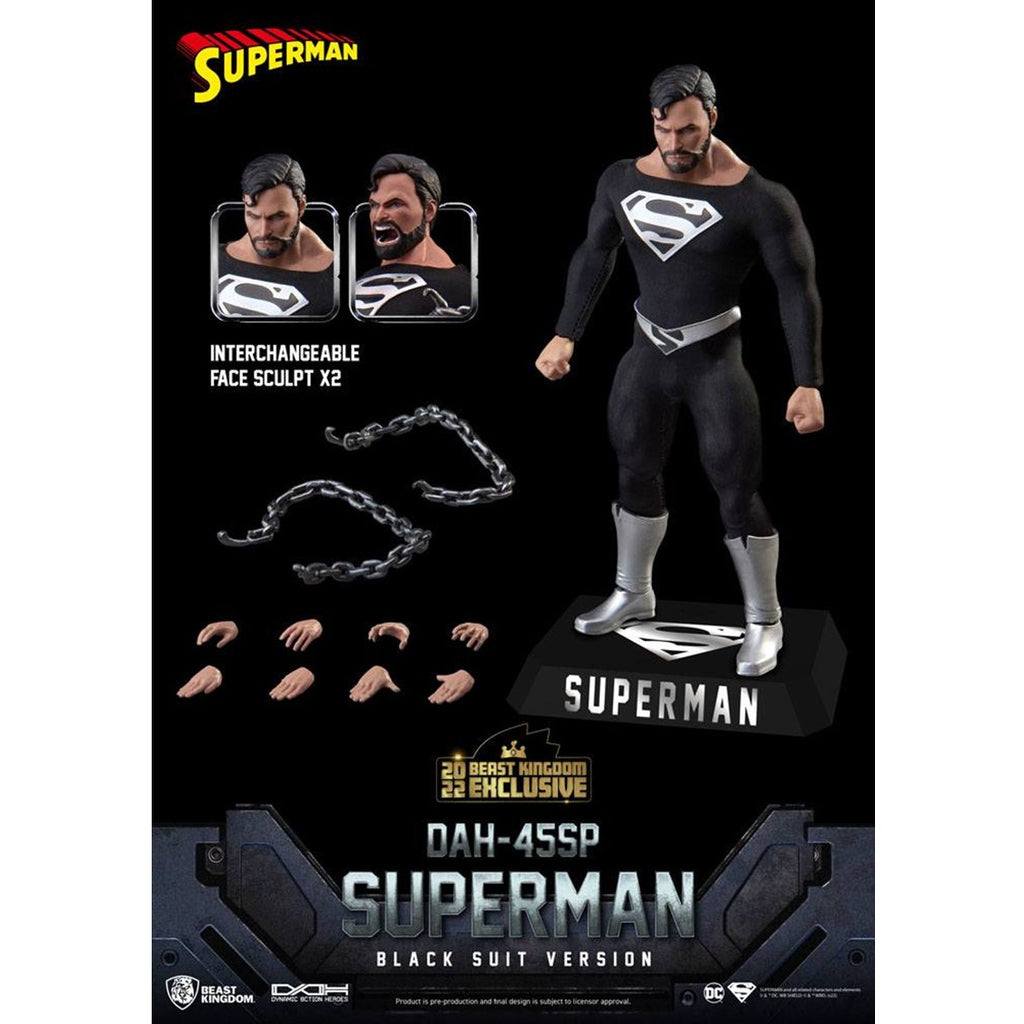 Figura Beast Kingdom Dc Comics Superman Dynamic8h Traje Negro Especial