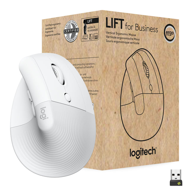 Mouse Raton Vertical Logitech Lift For Business 6 Botones 4000 Dpi Wireless Inalambrico Blanco Hueso Main Image