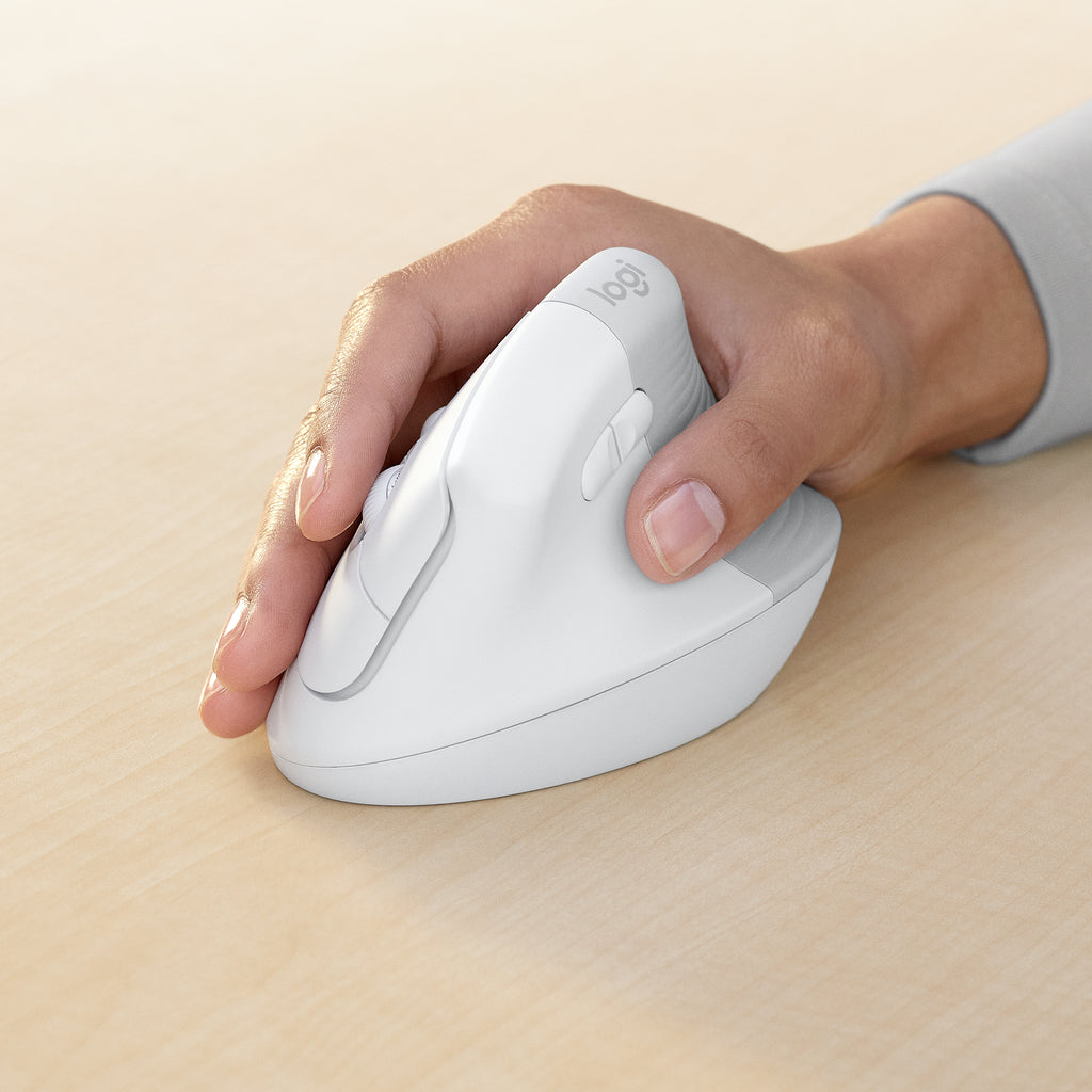 Mouse Raton Vertical Logitech Lift For Business 6 Botones 4000 Dpi Wireless Inalambrico Blanco Hueso