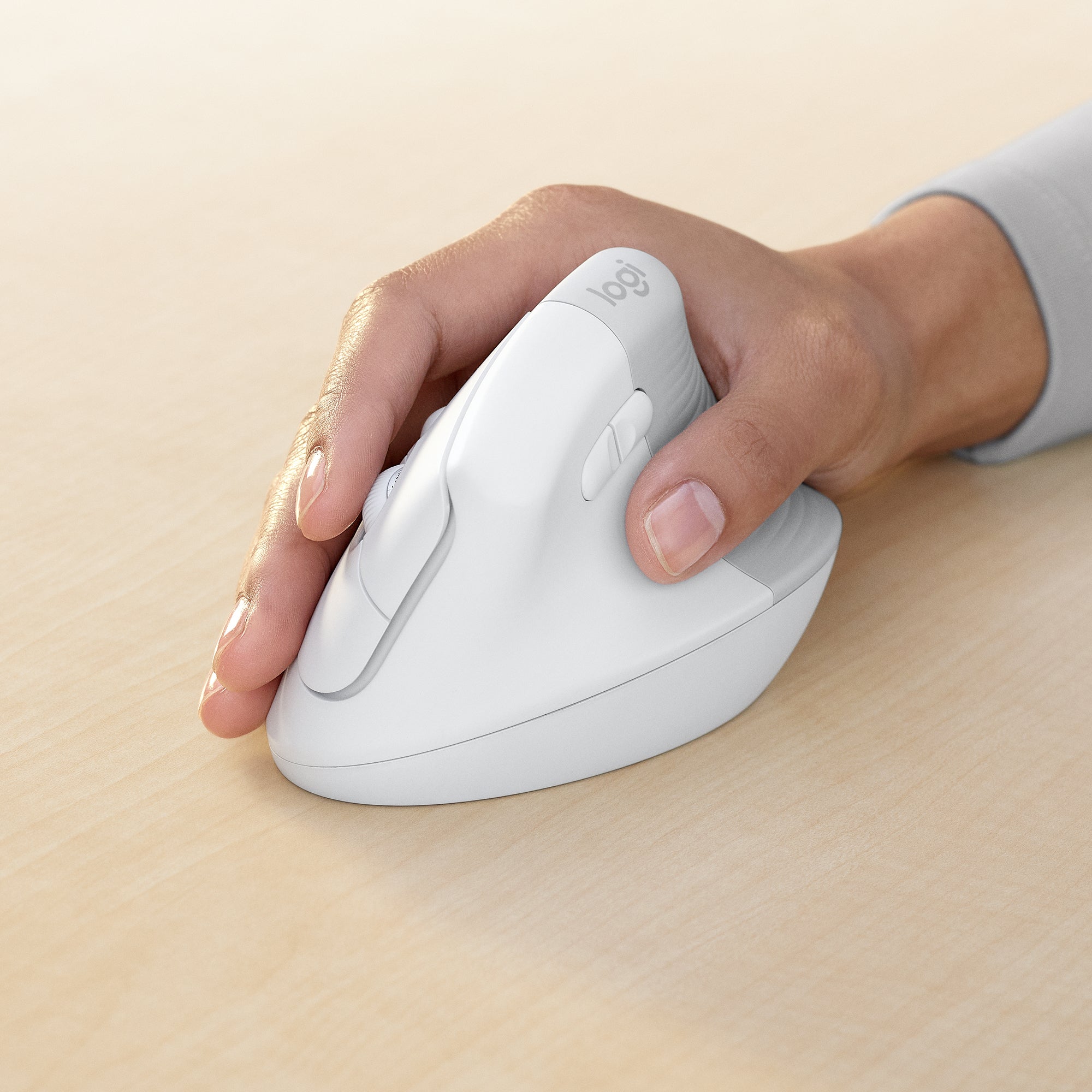 Mouse Raton Vertical Logitech Lift For Business 6 Botones 4000 Dpi Wireless Inalambrico Blanco Hueso
