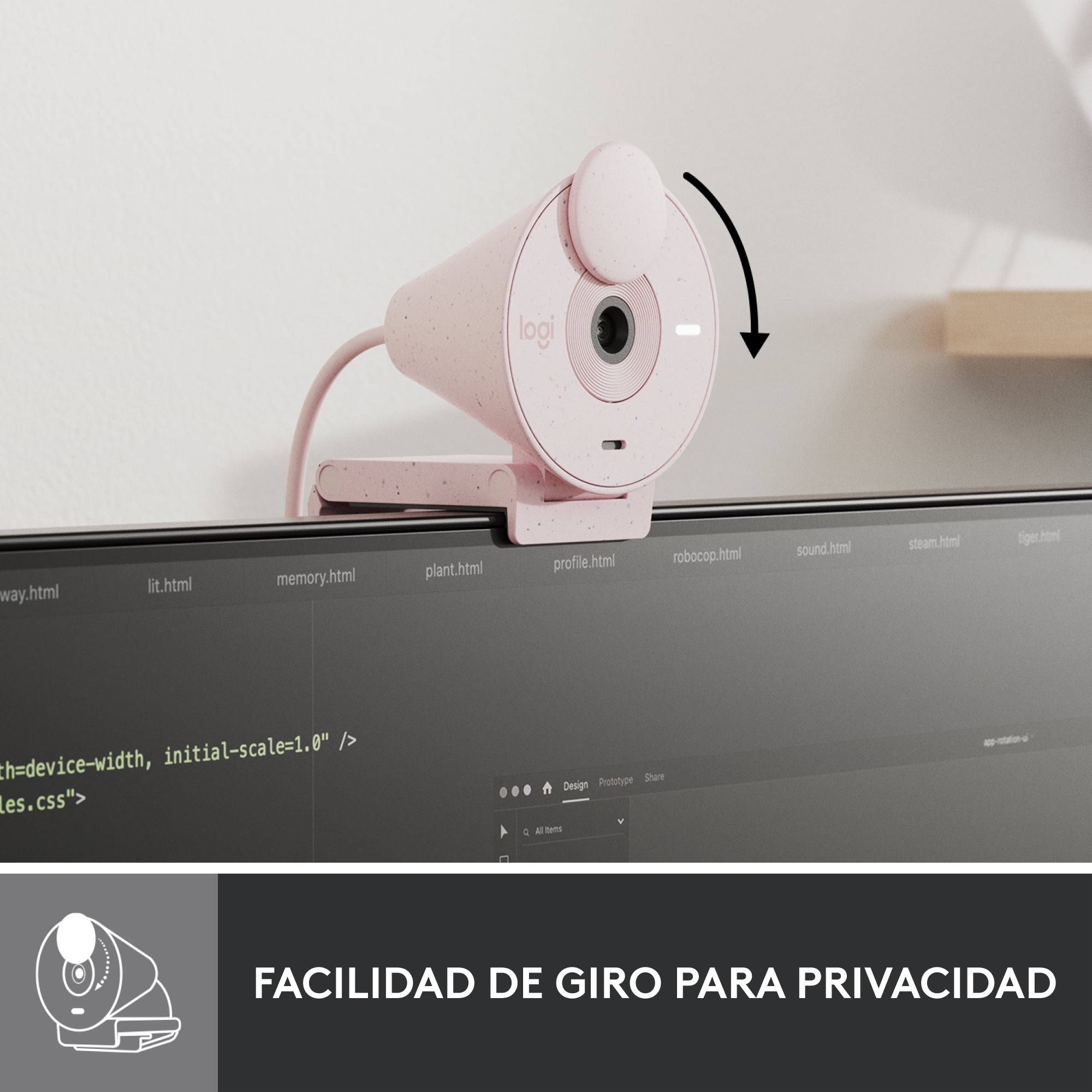 Webcam Logitech Brio 300 Rosado Full Hd - Usb Tipo C