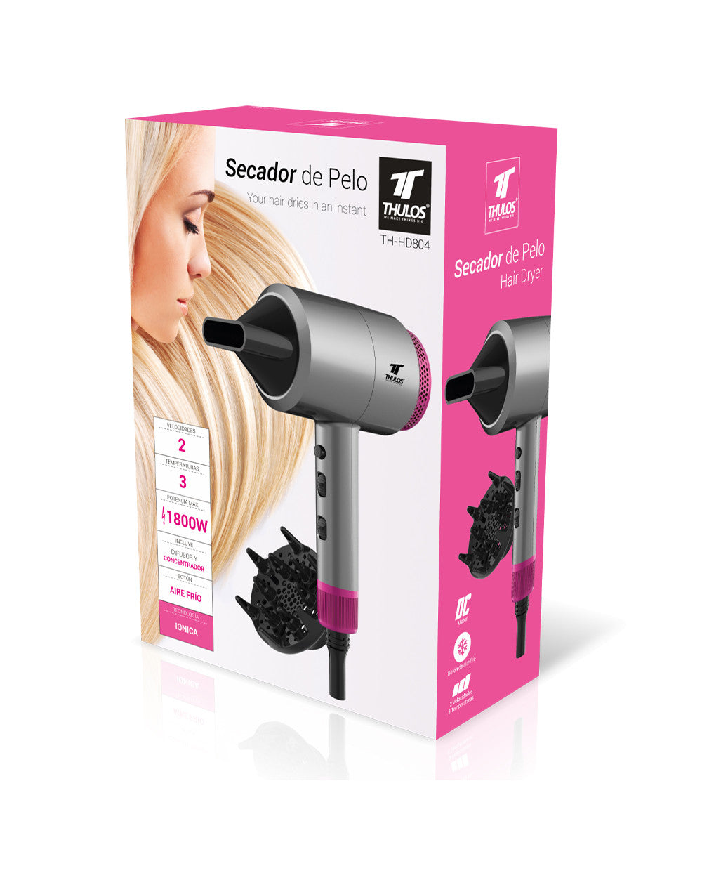 Secador De Pelo Thulos Th - Hd804 1600w - 1800w Ionico