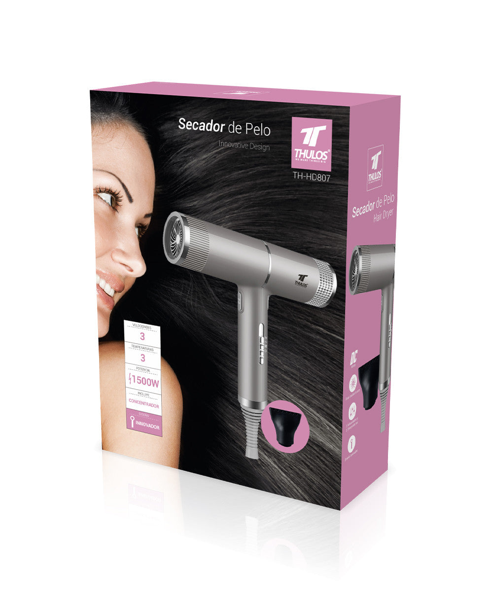 Secador De Pelo Thulos Th - Hd807 Gris 1500w