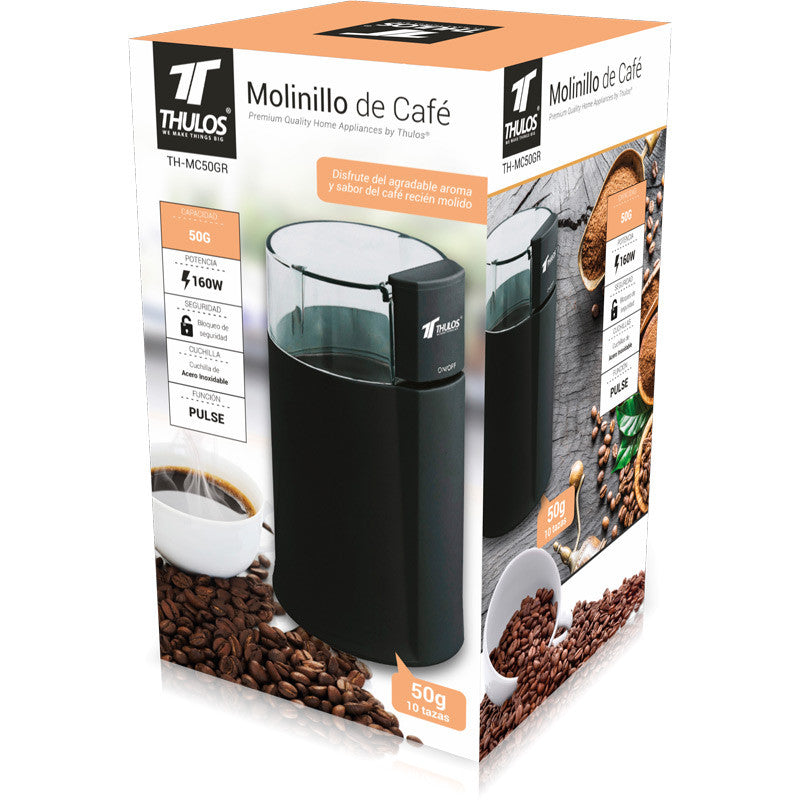 Molinillo De Cafe Thulos Th - Mc50gr Negro 160w 50g - 60g
