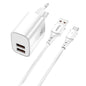 Kit Cargador Qcharx Apolo 24a 12w + Cable Usb A Tipo C Blanco
