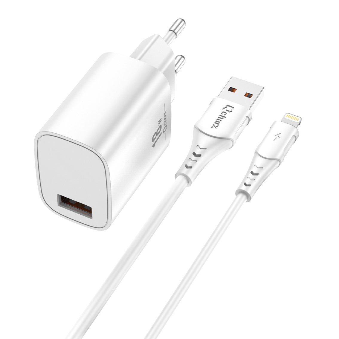 Kit Cargador Qcharx Artemisia 3a 18w + Cable Usb Lightning Blanco