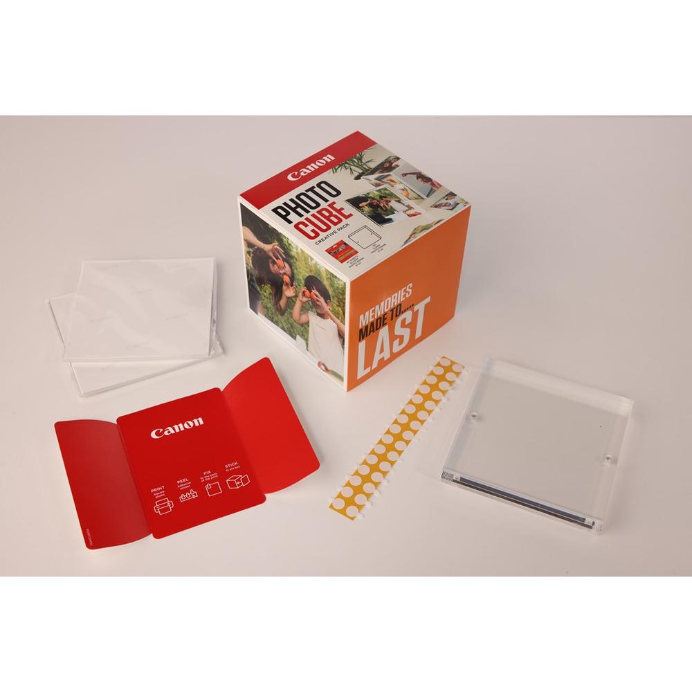 Papel Canon Pp - 201 5x5 Pulgadas (40 Hojas) + Marco Fotos Xlboom Acrílico 13x13cm + Photo Cube White - Creative Pack Last - Orange