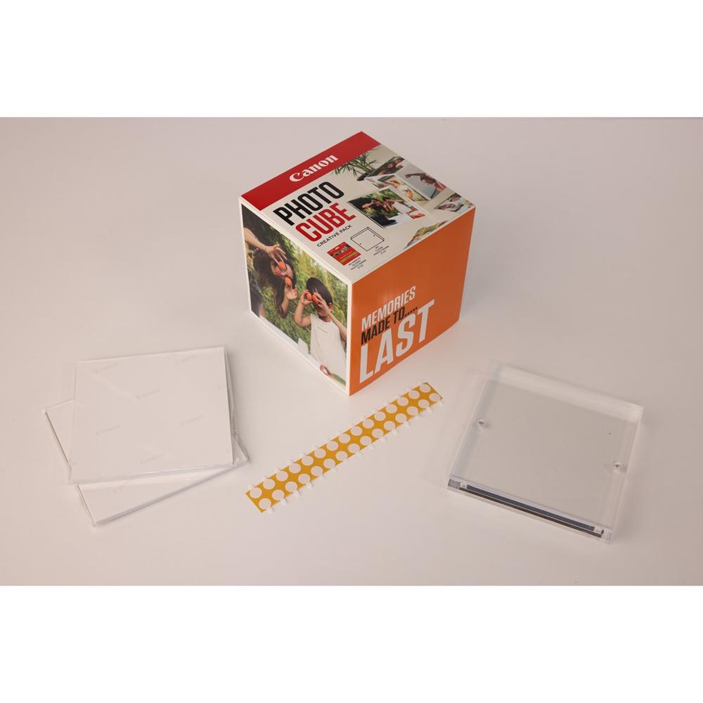 Papel Canon Pp - 201 5x5 Pulgadas (40 Hojas) + Marco Fotos Xlboom Acrílico 13x13cm + Photo Cube White - Creative Pack Last - Orange