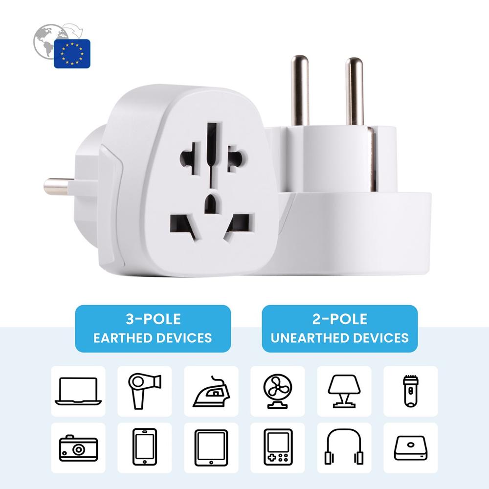 Enchufe Universal Ewent Ew1480 Eu - Usa - Uk - Aus - China A Europa Schuko
