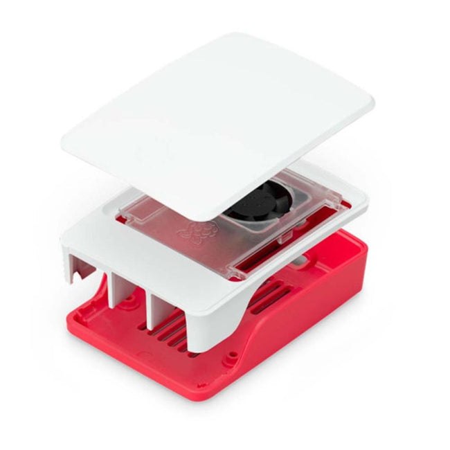 Carcasa Raspberry Pi 5 Con Ventilador Roja Y Blanca Hover Image