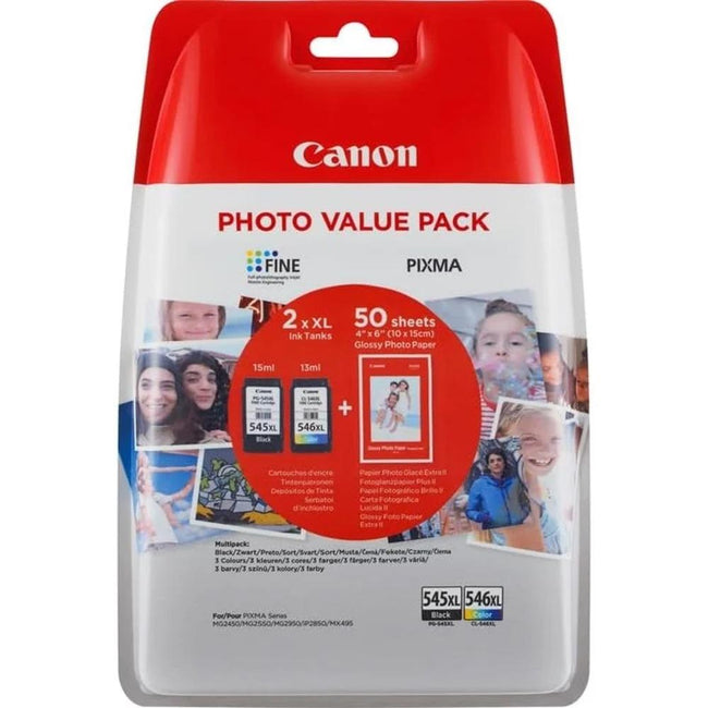 Multipack Canon Pg 545 Xl+ Cl 546 Xl + Papel 50 Hojas (con Alarmado) Hover Image