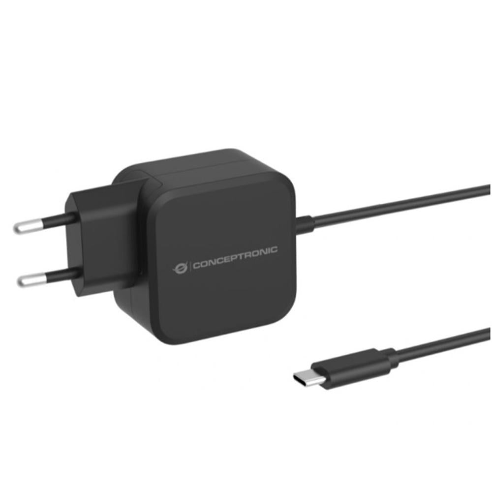 Cargador De Pared Usb Tipo C Conceptronic Ozul04be Pd 3.0 Gan 67w 1.8m