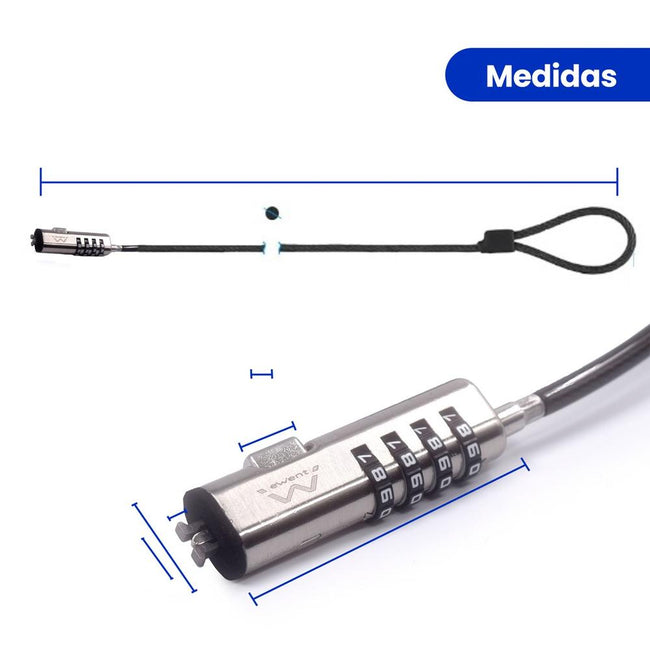 Cable De Seguridad Ewent Para Portatil - Combinacion 4 Digitos 1.8m Main Image