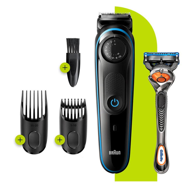 Barbero Cortapelos Braun Bt3240 - Uk + Gillete Fusion 39 Ajustes - Barba - Lavable - Control Giratorio Hover Image