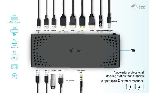 Docking Station I - Tec Cadua4kdockpdl2 Dp X2 - Hdmi X2 - Rj45 - Usb - C X3