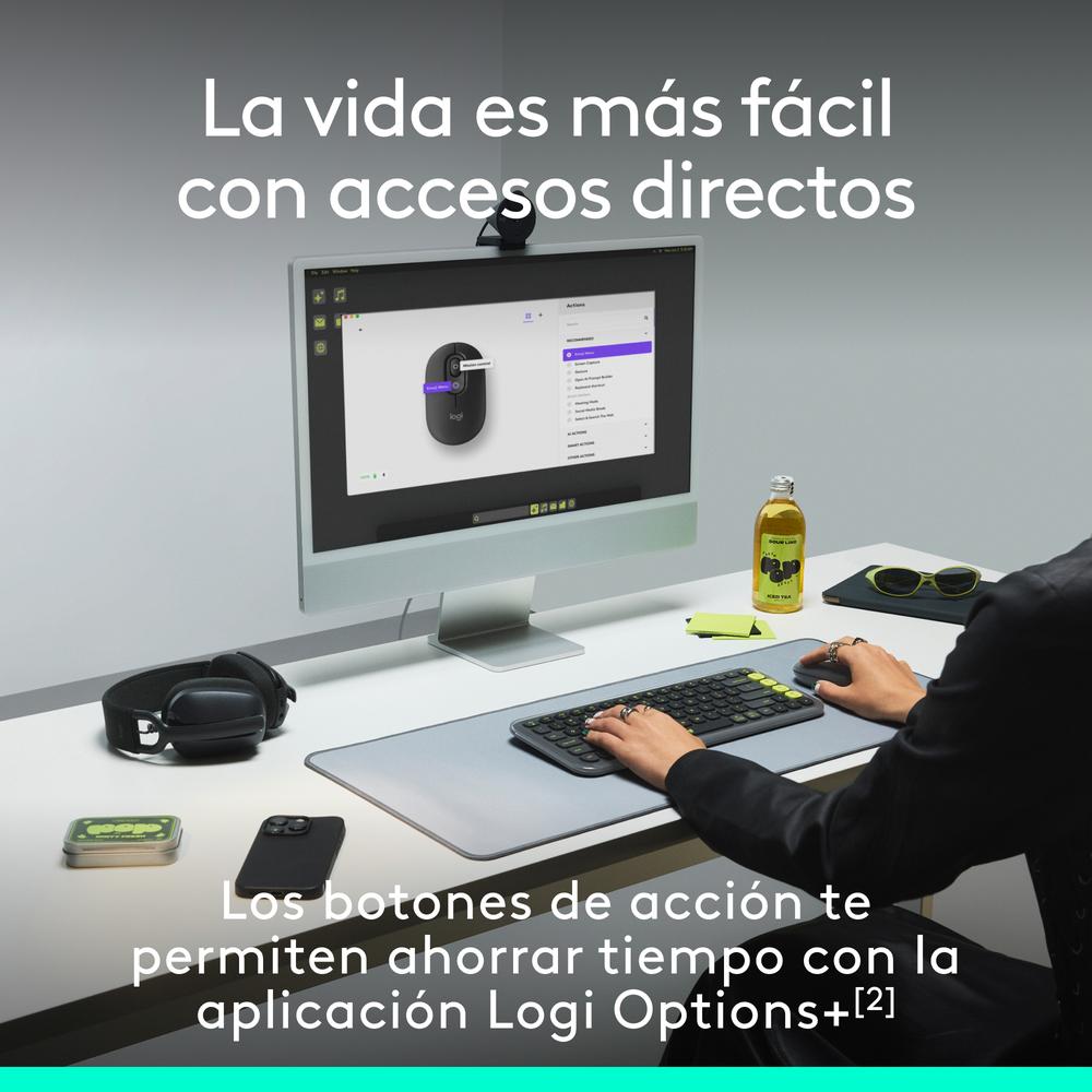 Raton Inalambrico Logitech Pop Mouse Grafito