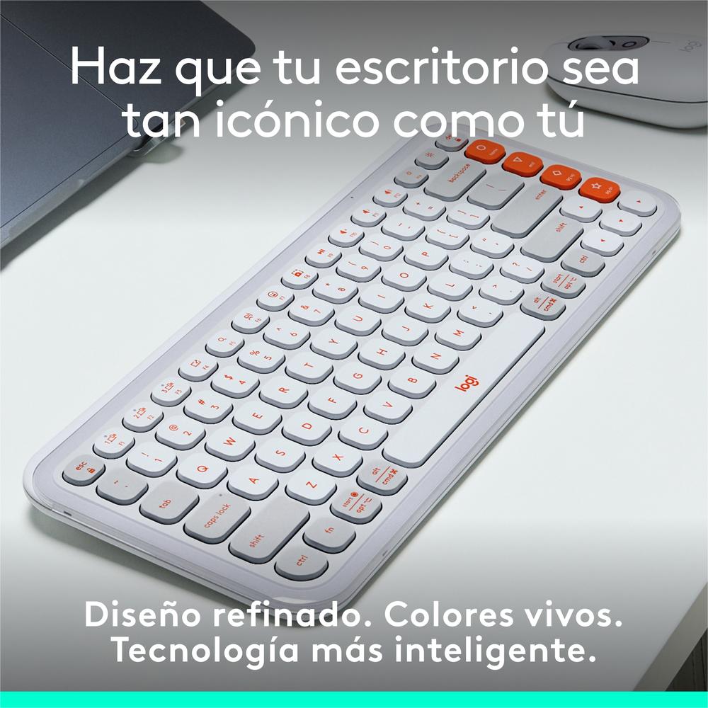 Teclado Logitech Pop Icon Keys Inalambrico Blanco - Naranja