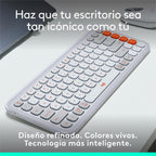 Teclado Logitech Pop Icon Keys Inalambrico Blanco - Naranja