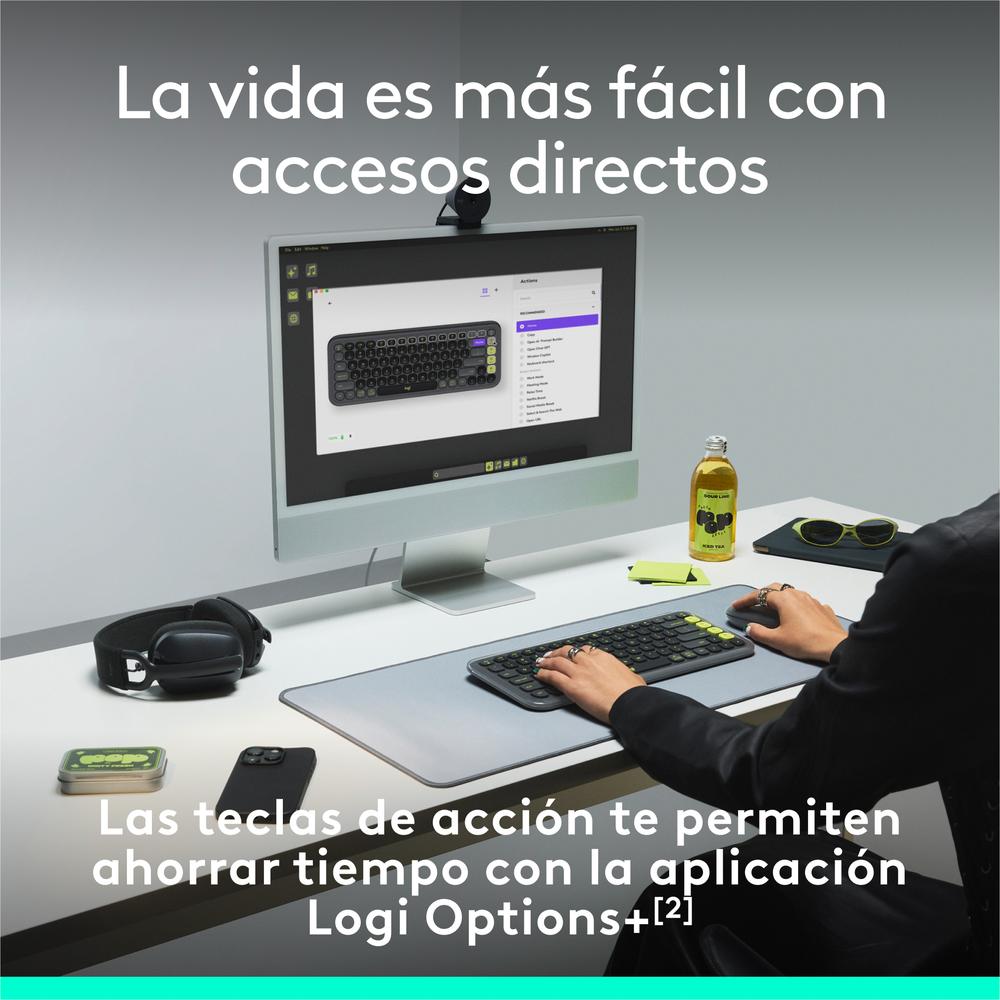 Teclado Logitech Pop Icon Keys Inalambrico Blanco - Naranja