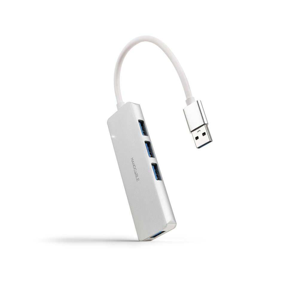 Hub Nanocable Usb - A 3.0. A 4xusb3.0 Usb - A - M - Usb 3.0 - H Aluminio Color Plata 18 Cm