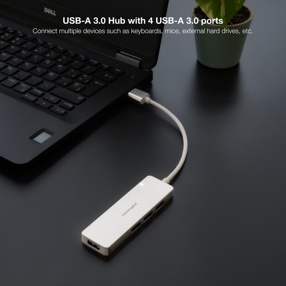 Hub Nanocable Usb - A 3.0. A 4xusb3.0 Usb - A - M - Usb 3.0 - H Aluminio Color Plata 18 Cm
