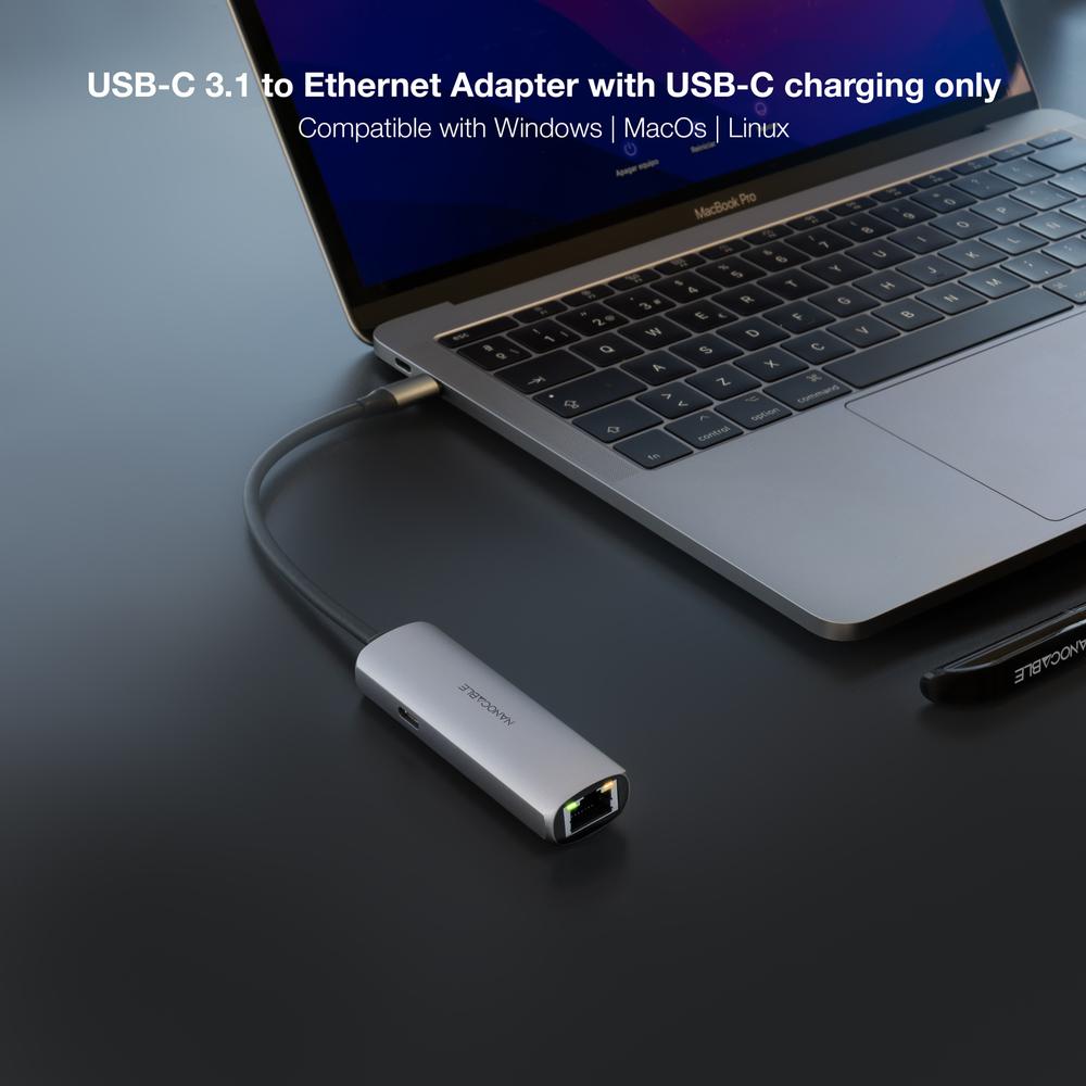 Adaptador Nanocable Usb - C 3.1 A Rj45 Con Pd 100w Usb - C - M Aluminio Color Gris 18 Cm