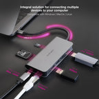 Hub Nanocable Usb - C 8 En 1 Conversor Usb - C 3.1 A 3xusb - A 3.0 + Hdmi 4k@60hz + Usb - C Pd + Rj45 1gbps + Tf + Sd Aluminio Gris 18 Cm