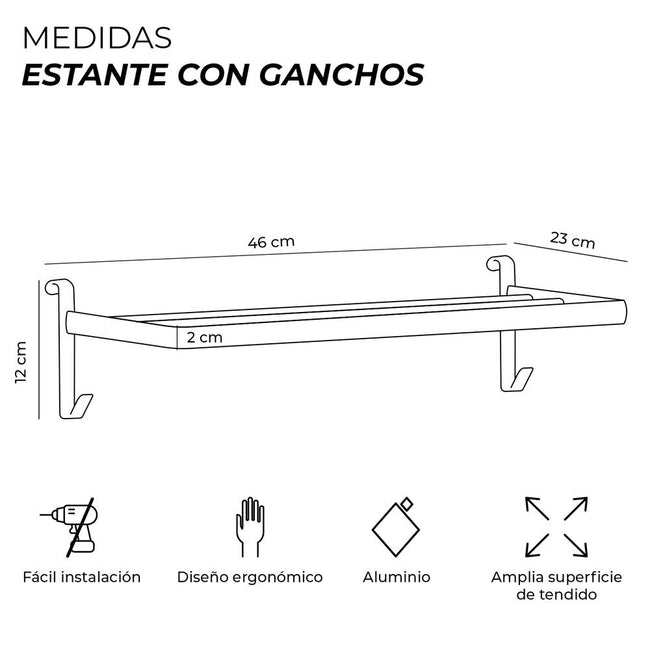 Yoevu Repisa Negra Con Ganchos Compatible Con Toalleros Electricos Yoevu Main Image