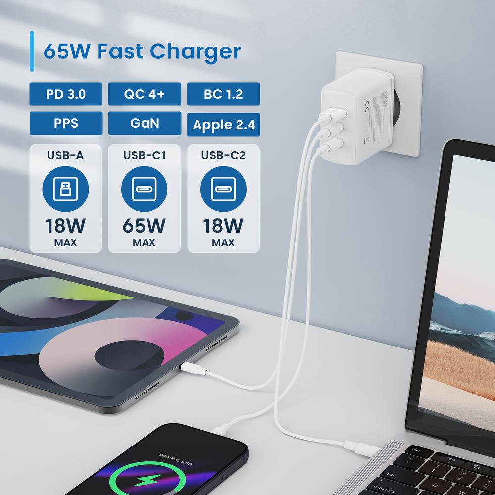 Cargador Ewent Ew1333 95w 2x Usb Tipo C - Usb Tipo A