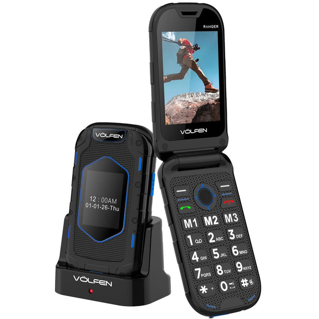 Telefono Movil Volfen Ranger Tipo Concha Azul Base De Carga Hover Image
