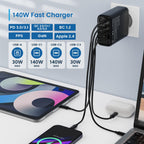 Cargador Ewent Ew1337 140w 3x Usb Tipo C 1x Usb Tipo A Negro
