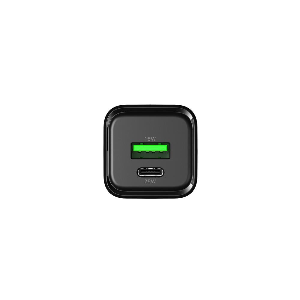 Cargador Usb De Pared Coolbox 25w Gan Usb Tipo A - Usb Tipo C Negro