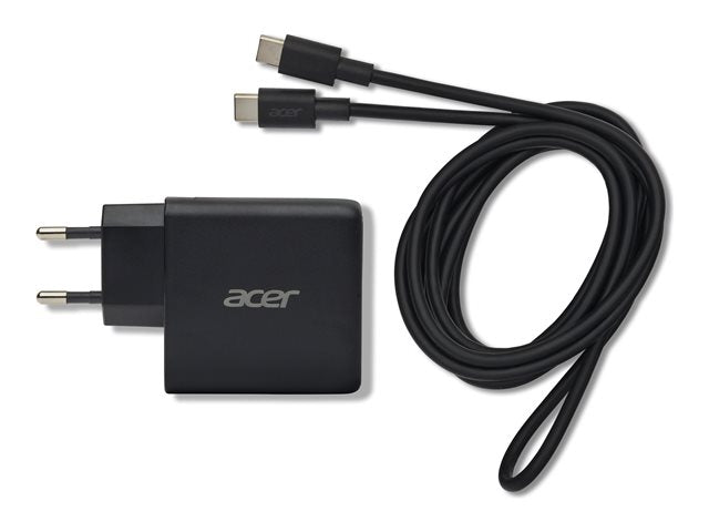 Cargador De Pared Acer 67w 2x Usb Tipo C 1x Usb Tipo A Negro + Cable Usb Tipo C