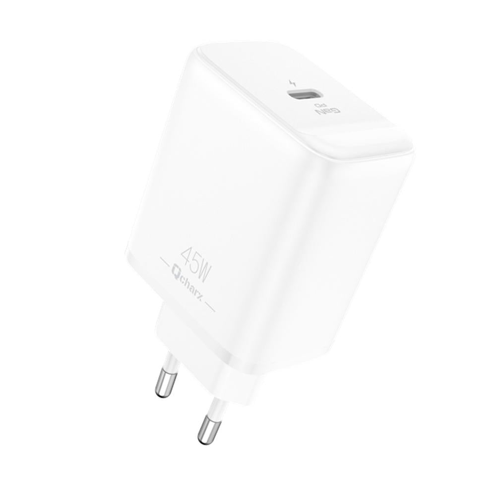 Cargador Qcharx Hermes 45w Gan 1 Usb Tio C Blanco