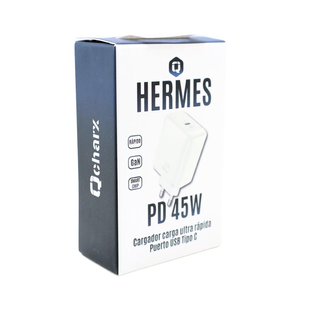 Cargador Qcharx Hermes 45w Gan 1 Usb Tio C Blanco