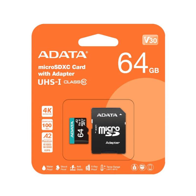 ADATA microSDXC/SDHC UHS-I U3 64GB c/adapt Main Image