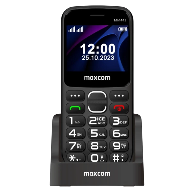 Maxcom MM443 2.34", 4G, Botones Grandes, Botón SOS, Base de carga, Negro Hover Image