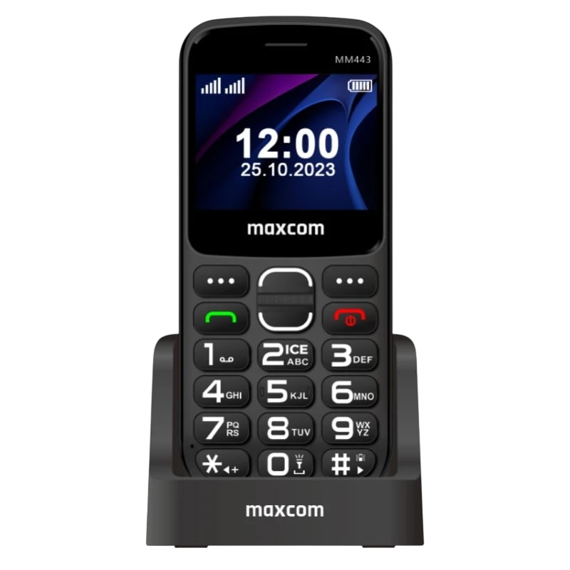 Maxcom MM443 4G Negro 2,34 pulgadas con base de carga Móvil básico
