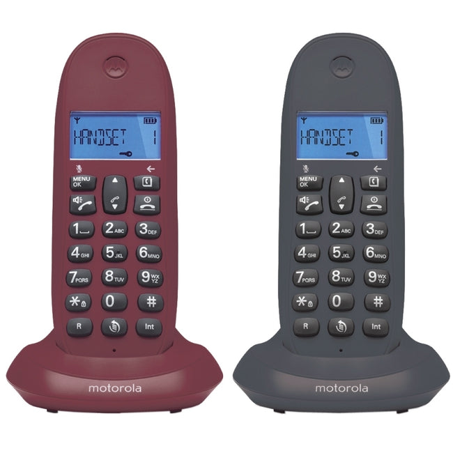 MOTOROLA C1002 LB+ Telefono DECT DUO Gris-Granate Hover Image