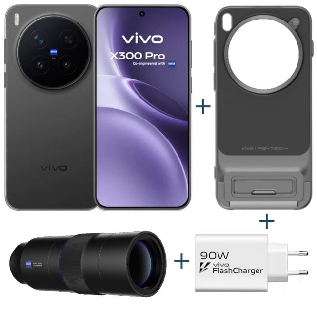 VIVO X300 Pro Black + funda + Teleobjetivo + ch90w Hover Image