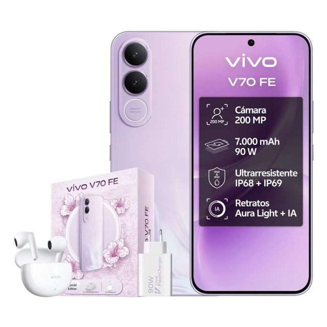 VIVO V70 FE 8Gb 512Gb Bundle Ch90w+ Buds3 Purple Hover Image