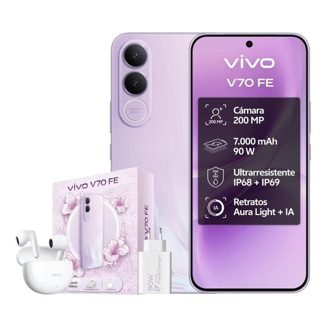 VIVO V70 FE 8Gb 256Gb Bundle Ch90w+ Buds3 Purple Hover Image