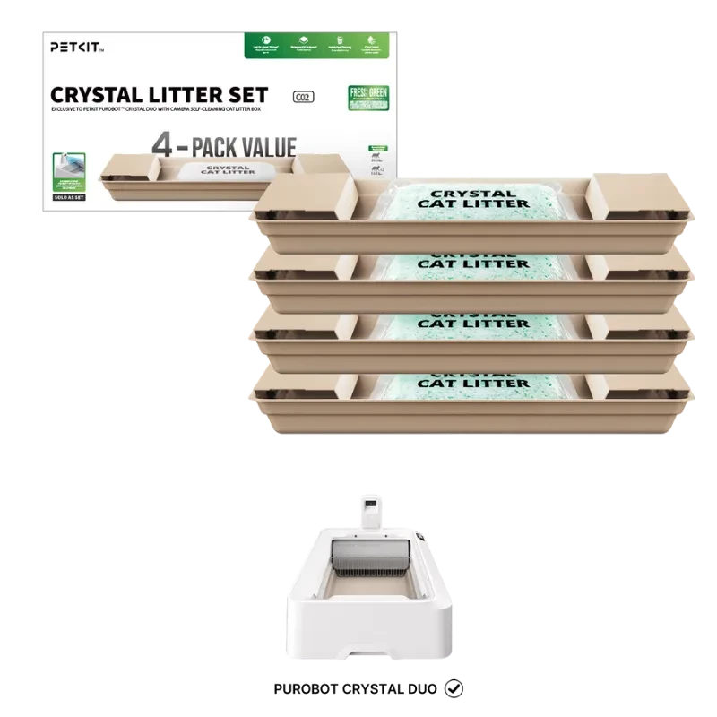 PETKIT Set de Arena para Gatos Verde Fresh + Bandejas Reemplazables para Purobot Crystal Duo (Pack x4)
