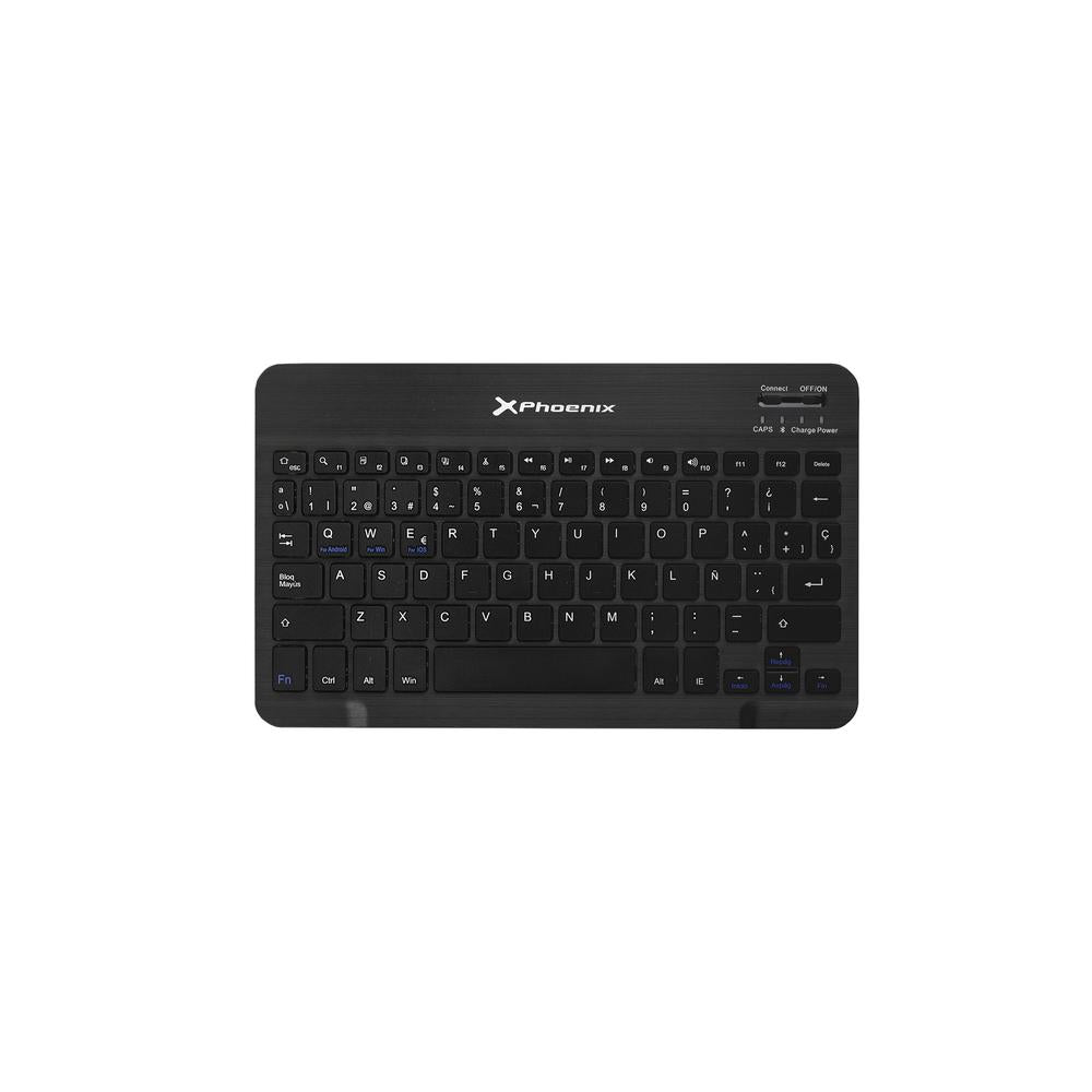 Funda Universal Phoenix Para Tablet Hasta 10 Pulgadas Universal Teclado Bluetooth Negra
